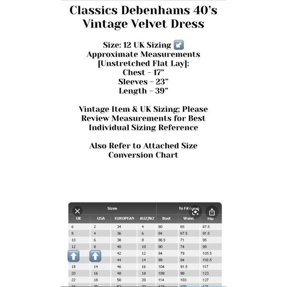 CLASSICS DEBENHAMS Vintage UK Black Velvet Dress 8 - Picture 5 of 6